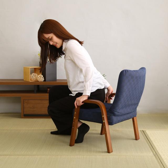 高座椅子 3段階リクライング 腰掛高座椅子 棗 （ 座椅子 高さ調節 リクライニング 椅子 イス チェア 軽量 クッション付き スツール 腰掛 天然木 和室 背もたれ付き 低め おしゃれ ）