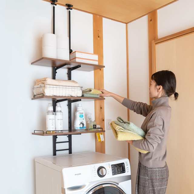 突っ張り ランドリーラック 工具不要 棚板3枚 幅60cm 高さ200 突っ張り ランドリーラック 工具不要 棚板3枚 幅60cm 高さ200