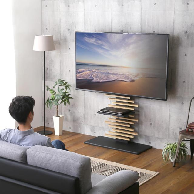 デザインTVスタンド 32〜100型対応 高さ5段階調節 飾り板 DHWAT （ テレビ台 テレビスタンド 100インチ対応 スタンド 伸縮 壁寄せ 高さ調節 TVスタンド テレビボード 大型テレビ 壁面 シャビーオーク ウォールナット 木目調 ）_16