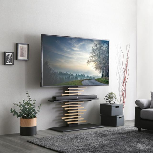 デザインTVスタンド 32〜100型対応 高さ5段階調節 飾り板 DHWAT （ テレビ台 テレビスタンド 100インチ対応 スタンド 伸縮 壁寄せ 高さ調節 TVスタンド テレビボード 大型テレビ 壁面 シャビーオーク ウォールナット 木目調 ）_18