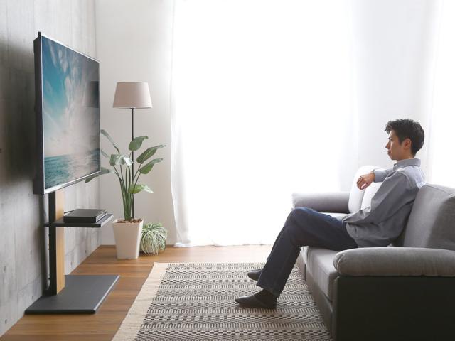 TVスタンド 棚板セット 32〜100型対応 耐震設計 高さ5段階調節 HWAT （ テレビ台 テレビスタンド 100インチ対応 棚板付 収納 伸縮 壁寄せ 高さ調節 テレビボード 大型テレビ 壁面 スタンド シャビーオーク ウォールナット ホワイト ）_14