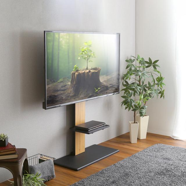 TVスタンド 棚板セット 32〜100型対応 耐震設計 高さ5段階調節 HWAT （ テレビ台 テレビスタンド 100インチ対応 棚板付 収納 伸縮 壁寄せ 高さ調節 テレビボード 大型テレビ 壁面 スタンド シャビーオーク ウォールナット ホワイト ）_15