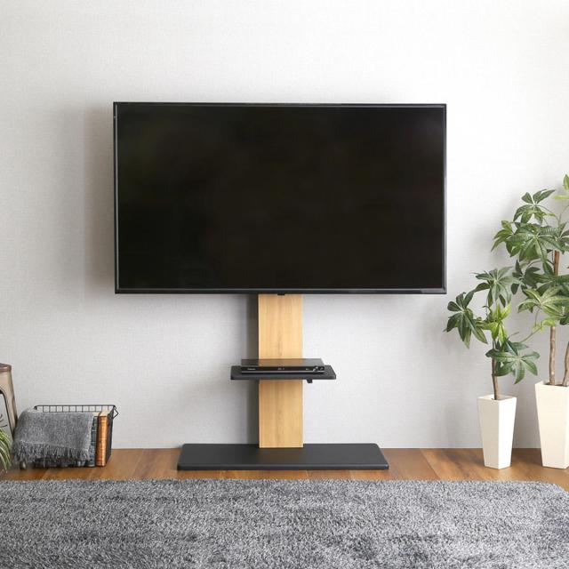 TVスタンド 棚板セット 32〜100型対応 耐震設計 高さ5段階調節 HWAT （ テレビ台 テレビスタンド 100インチ対応 棚板付 収納 伸縮 壁寄せ 高さ調節 テレビボード 大型テレビ 壁面 スタンド シャビーオーク ウォールナット ホワイト ）_17