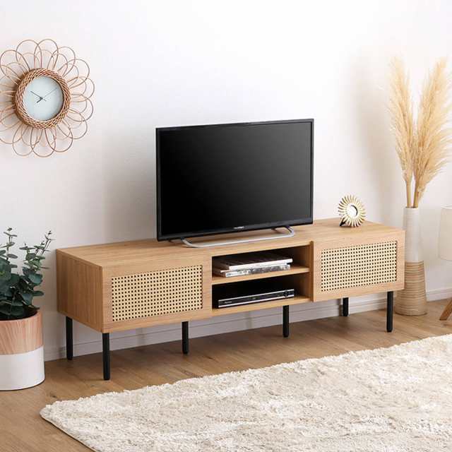 ラタン調テレビ台 幅140cm 63インチ対応 （ テレビ台 ラタン調 TV台 TVボード テレビラック 家具 収納 テレビ ラタン風 TVラック ラック 