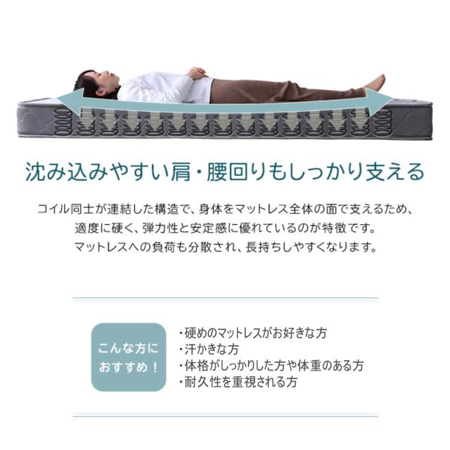 マットレス セミダブル ボンネルコイル 厚さ15cm 高耐久 通気性 （ 圧縮梱包 高反発 一人用 寝具 マット 速乾 快適 厚さ15 ノンホルムアルデヒド キルティングニット ホワイト シルバー ）_7