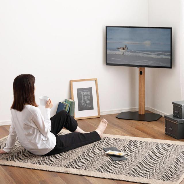 TVスタンド ロータイプ 八角支柱 32-65型対応 木目調 （ テレビ