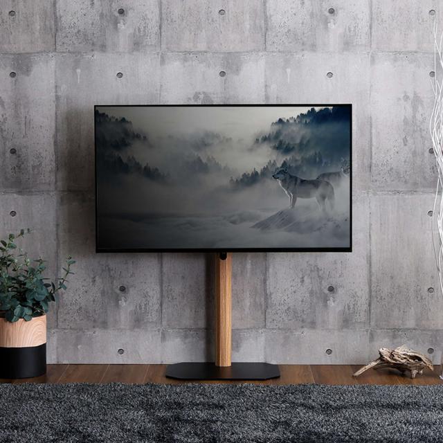 TVスタンド ロータイプ 八角支柱 32-65型対応 木目調 （ テレビ