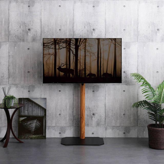 TVスタンド ハイタイプ 八角支柱 32-65型対応 木目調 （ テレビ