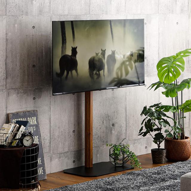 TVスタンド ハイタイプ 八角支柱 32-65型対応 木目調 HDDホルダー