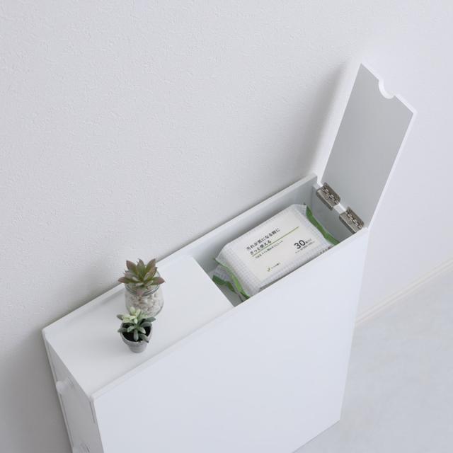 トイレラック たっぷり収納スリムトイレラック トイレ収納 （ トイレ ラック スリム トイレ収納ラック 隙間収納 引き出し キャスター付き トイレ収納棚 スリム設計 収納ラック トイレットペーパー収納 天板付 ホワイト ）_14