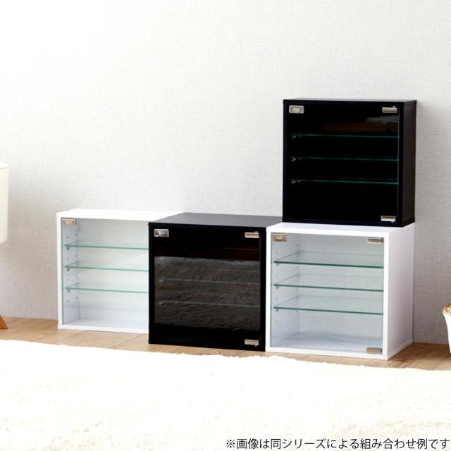 コレクションキューブラック 深型タイプ LEDセット （ キューブラック コレクションケース LEDライト 棚 深型 可動棚 ラック 組み合わせ 連結可能 積み重ね ブラック ホワイト ガラス棚板 ライト付き ）_4