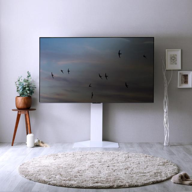 テレビスタンド 43〜85型対応 省スペース 耐震 （ テレビ台 スタンド 壁寄せ 高さ調節 スイング 左右200度スイング ハードディスクホルダー付 5段階高さ調節 ブラック ホワイト ）_4