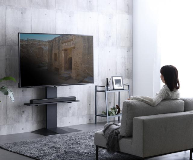 テレビスタンド 43〜85型対応 省スペース 耐震 （ テレビ台 スタンド 壁寄せ 高さ調節 スイング 左右200度スイング ハードディスクホルダー付 5段階高さ調節 ブラック ホワイト ）_5
