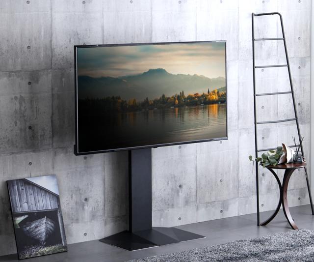 テレビスタンド 43〜85型対応 省スペース 耐震 （ テレビ台 スタンド 壁寄せ 高さ調節 スイング 左右200度スイング ハードディスクホルダー付 5段階高さ調節 ブラック ホワイト ）_6