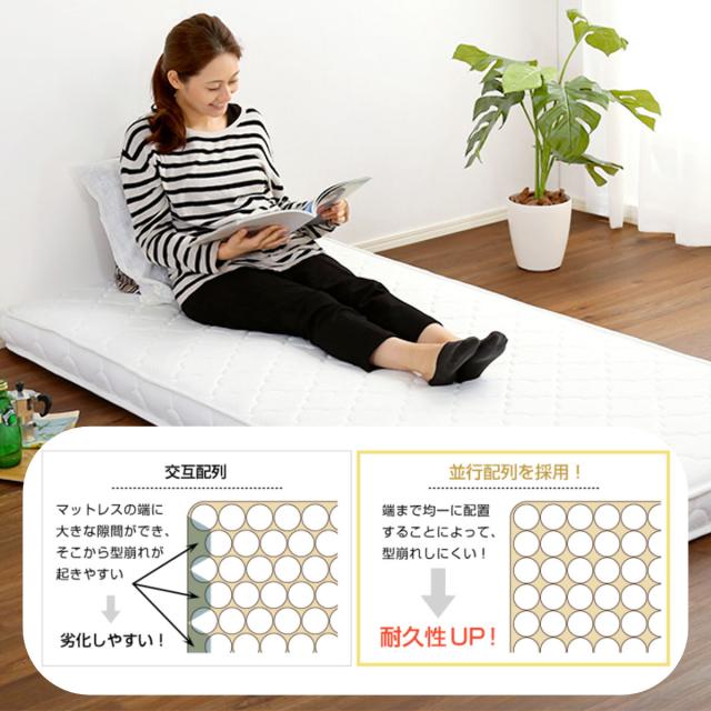 ポケットコイルマットレス シングル 薄型 厚さ10cm （ マットレス ポケットコイル 圧縮梱包 速乾 並行配列 通気性 快適 厚さ10 コンパクト ）