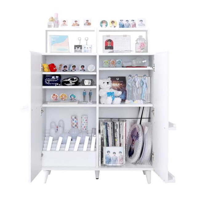 キャビネット 幅80cm 推し活 ディスプレイラック 収納棚 ホワイト 可動棚 （ 棚 ラック うちわ収納 ペンライト収納 ジャンボうちわ対応 扉付 推し シェルフ 収納 飾り棚 棚付き ディスプレイ 多目的ラック ）_12
