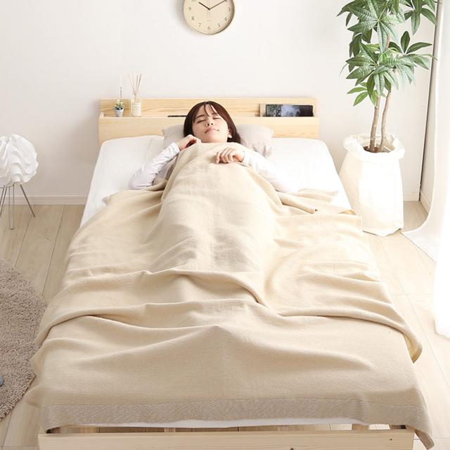 すのこベッド ダブル 宮棚 2口コンセント付き 高さ3段階調整 （ ベッド 3段階 高さ調節 天然木 木製 お掃除ロボット対応 低ホルムアルデヒド 耐荷重200kg ブラウン ナチュラル ホワイトウォッシュ ）_13