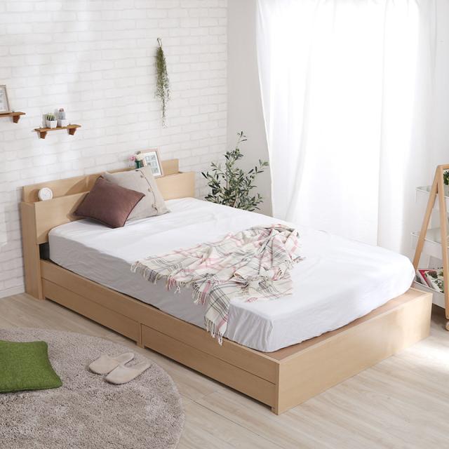 大人かわいいチェストベッド シングル 宮棚 2口コンセント付 （ ベッド チェスト 収納付き コンセント付き 引出し 2杯 棚付き 寝具 ベット ブラックオーク オーク ウォールナット ホワイトオーク ）_13