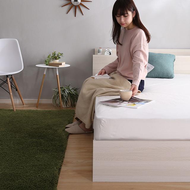 引出し付ベッド シングル 宮棚 2口コンセント付 （ ベッド チェスト 収納付き コンセント付き 引出し 2杯 棚付き 寝具 ベット ブラックオーク オーク ウォールナット ホワイトオーク ）_18