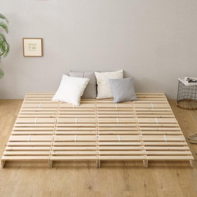 パレットベッド セミダブル ダブル 12枚入り 幅150cm すのこ 天然木 （ フロアベッド ロータイプ 連結 パレット ベッド ステージベッド アレンジ 耐荷重100kg 無塗装 木製 ナチュラル 軽量 ）_17