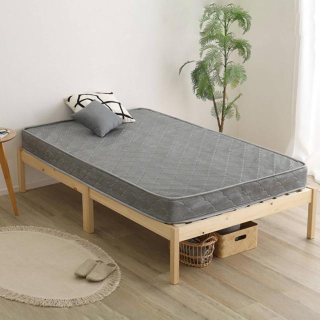 組立簡単ベッド ハイタイプ ショートセミシングル ボンネルコイルマットレス付き （ ベッド 組立簡単 ショート セミシングル 天然木 高耐荷重 マットレスセット 2分で完成 耐荷重300kg 工具不要 お掃除ロボット対応 ）_13
