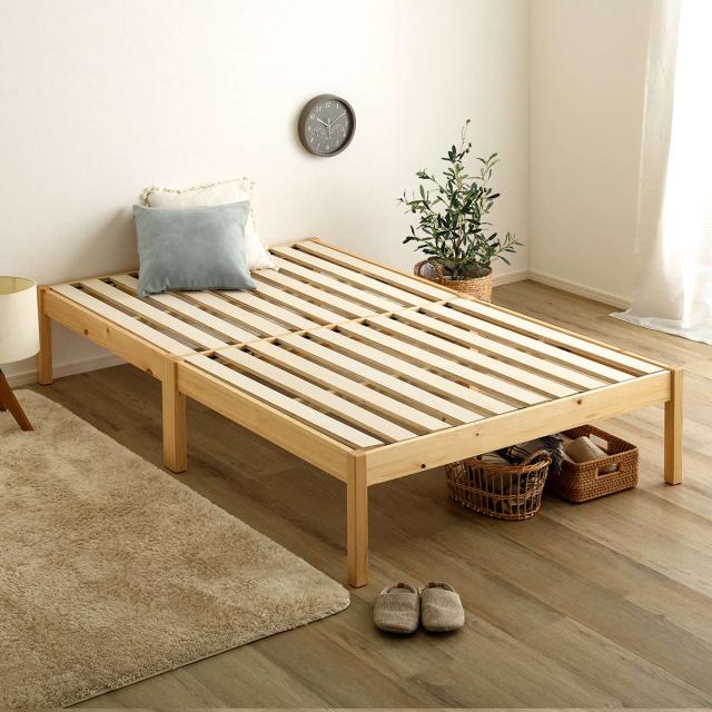 組立簡単ベッド ハイタイプ セミシングル ボンネルコイルマットレス付き （ ベッド 組立簡単 天然木 高耐荷重 マットレスセット 2分で完成 耐荷重300kg 工具不要 お掃除ロボット対応 ）_14