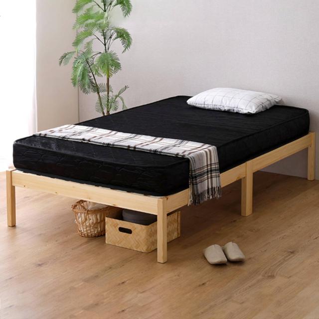 組立簡単ベッド ハイタイプ ショートセミシングル ポケットコイルマットレス付き （ ベッド 組立簡単 ショート セミシングル 天然木 高耐荷重 マットレスセット 2分で完成 耐荷重300kg 工具不要 お掃除ロボット対応 ）_13