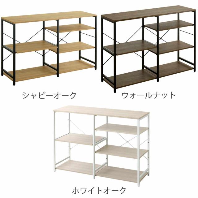 キッチンカウンター 幅120.2cm 木目調 スライド棚 （ カウンター キッチン 可動棚 作業台 食器棚 ラック 棚 アジャスター付き シャビーオーク ウォールナット ホワイトオーク ）_2
