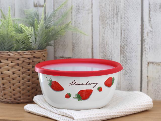 ミキシングボウル 18cm ストロベリーシリーズ 富士ホーロー （ Honey