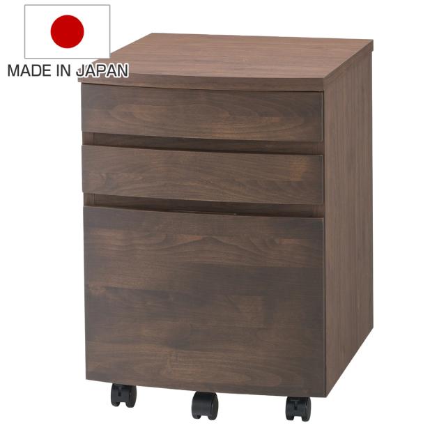 天然木キャビネット 完成品 オフィス 袖机 3段 チェスト デスクワゴン