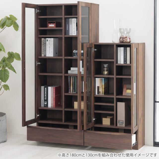 本棚 幅60.2cm 奥行32cm ハイタイプ ガラス扉 日本製 完成品 （ 開梱