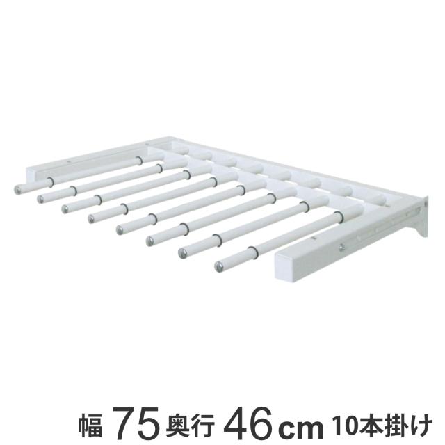 壁面収納 フィットラック スライドパンツラックセット 幅75cm （ W750 スラックスハンガー 10本掛け スライド 収納 ズボンハンガー パーツ オプション 部品 パンツラック DIY 可動棚 オープンラック 収納ラック ホワイト ）の通販はハンガーラック