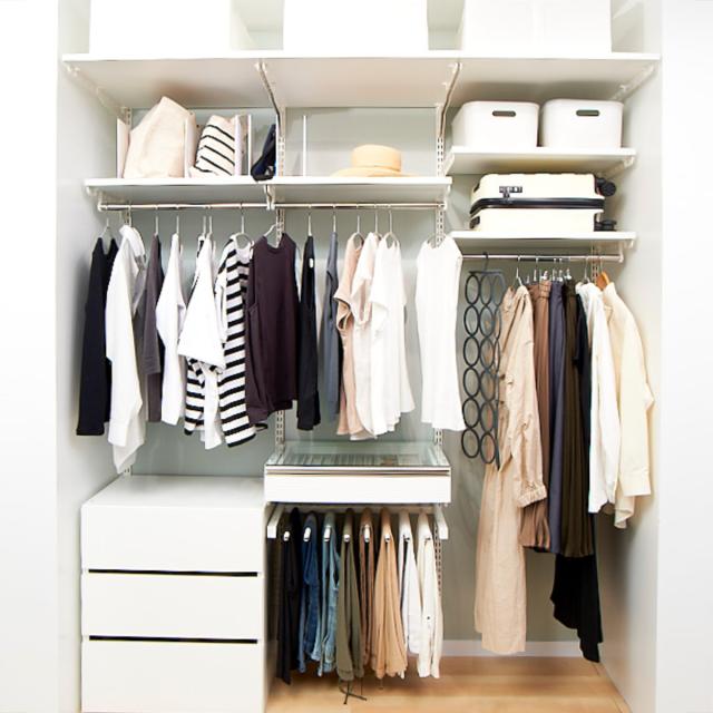 未開封未使用！アメリカンなクローゼット収納に最適！　壁面収納棚 壁面収納 棚 幅75cm 奥行60cm フィットラック TSセット （ 棚板 木製