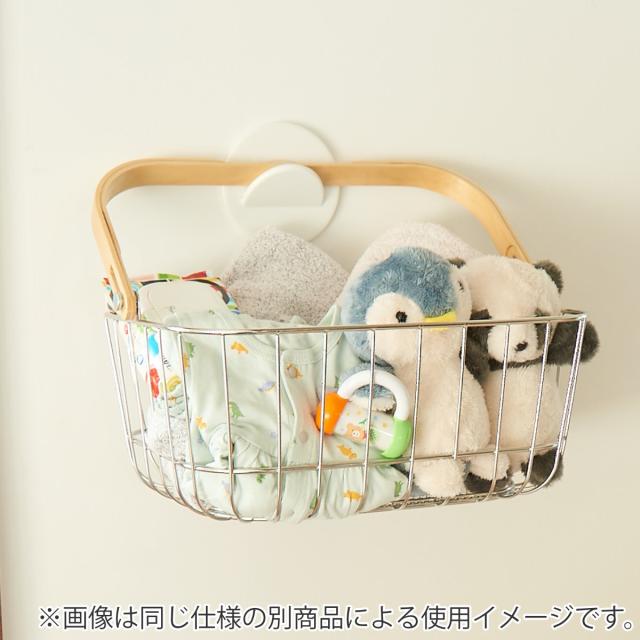 収納ボックス Pitfit キャリーバスケット ボックスタイプ 幅39.7×奥行29×高さ18.5 （ バスケット ハンドル付き 小物入れ 収納 おもちゃ箱 小物収納 壁収納 壁面収納 浮かせる収納 ケース ボックス 取っ手付き ホワイト ナチュラル ）_3