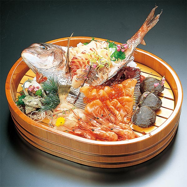 4個　盛器 木製 小判桶盛込器 目皿付き 皿 食器 刺身 お造り 食器 盛り皿 盛器 木製 尺5 小判桶盛込器 目皿付き 皿 食器 刺身 お造り 食器 盛り