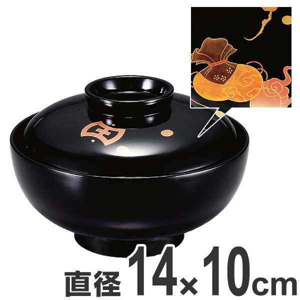 煮物椀 木製 4.5寸 宝尽くし 黒漆塗 漆塗 吸物椀 お椀 食器 漆塗 研出し 磨蒔絵 業務用 （ 椀 味噌汁椀 汁椀 蓋向 黒漆 吸い物 磨き蒔絵 分胴 宝袋 蒔絵 味噌汁 蓋付き 漆 塗り 漆塗り 漆器 和食器 和風 懐石 本漆 ）の通販は