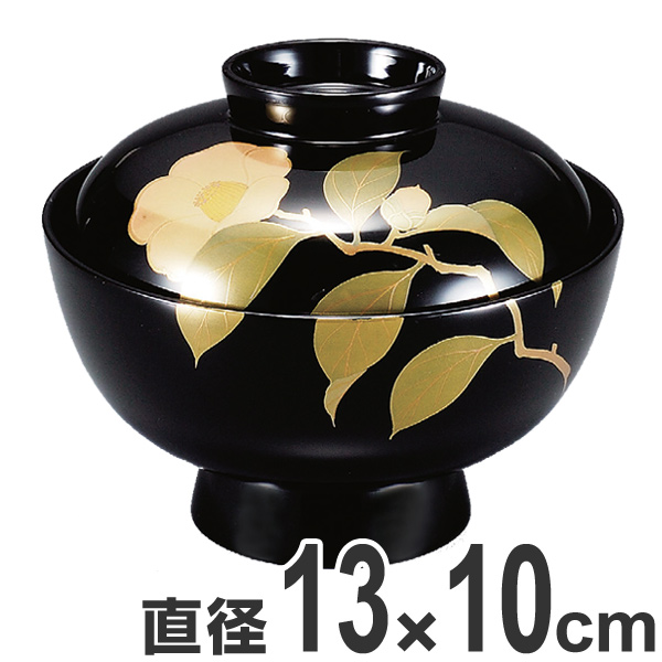 吸い物椀 お椀 木製 黒漆塗 椿 吸い物 椀 漆塗 磨蒔絵 本漆塗