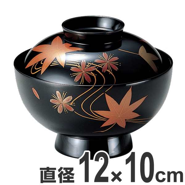 煮物椀 木製 4.5寸 竹切金入 黒漆塗 漆塗 吸物椀 お椀 食器 漆塗