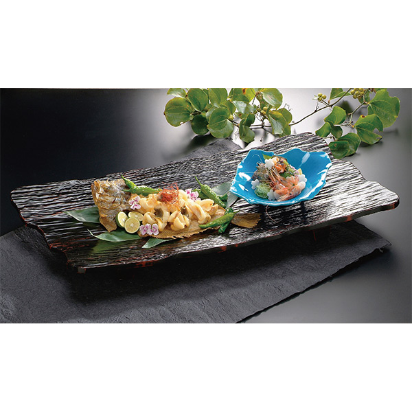 盛器 木製 2尺5寸 東尋坊盛器 皿 食器 刺身 お造り 食器 盛り皿 業務用 （ 盛り皿 お皿 盆 敷き膳 器 うつわ 和食器 漆 塗り 曙 漆塗り 漆器 懐石 懐石料理 飲食店 料亭 旅館 大皿 ）_1
