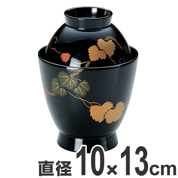 小吸椀 汁椀 木製 直富士 本漆 黒 蔦 漆塗 手書き 磨蒔絵 箸洗 お椀 和食器 業務用 （ 吸物椀 蓋付き 富士型 ツタ 一口椀 漆塗り 吸い物 ぜんざい ）の通販は