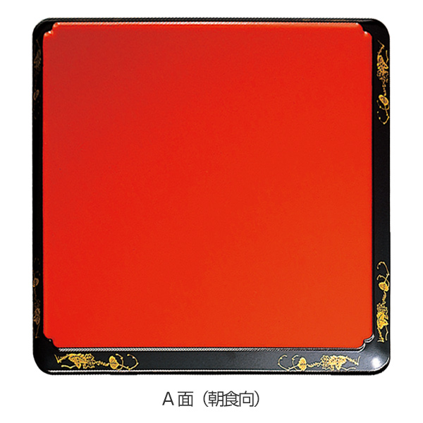 お膳 政宗膳 両面タイプ 足付 朱渕黒 蔦絵 梨地 天黒 業務用 （ 御膳