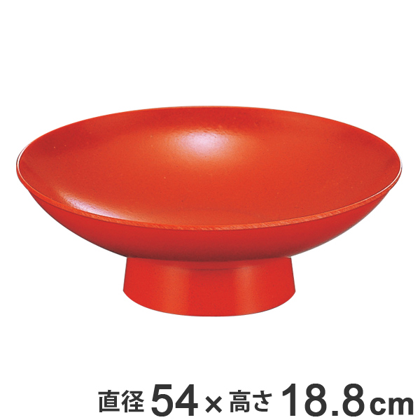 盛器 尺8寸 大盃盛器 朱 DX型 越前漆器 漆塗 業務用 （ 大皿 大鉢 54cm 脚付き 盃型 大盃 盛り込み皿 尺皿 刺身 寿司 宴会料理 盛り合わせ 皿 食器 うつわ 漆塗り ）