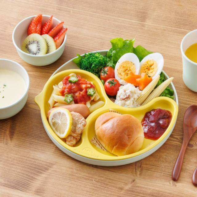 子ども用食器 3点セット シェルミンキッズ シェルミン （ 食洗機対応 子ども用食器セット 割れにくい 食器セット キッズディッシュ キッズプレート プレート 仕切り皿 ボウル エコ サステナブル ひよこ型 離乳食 お食い初め ギフト ）_2