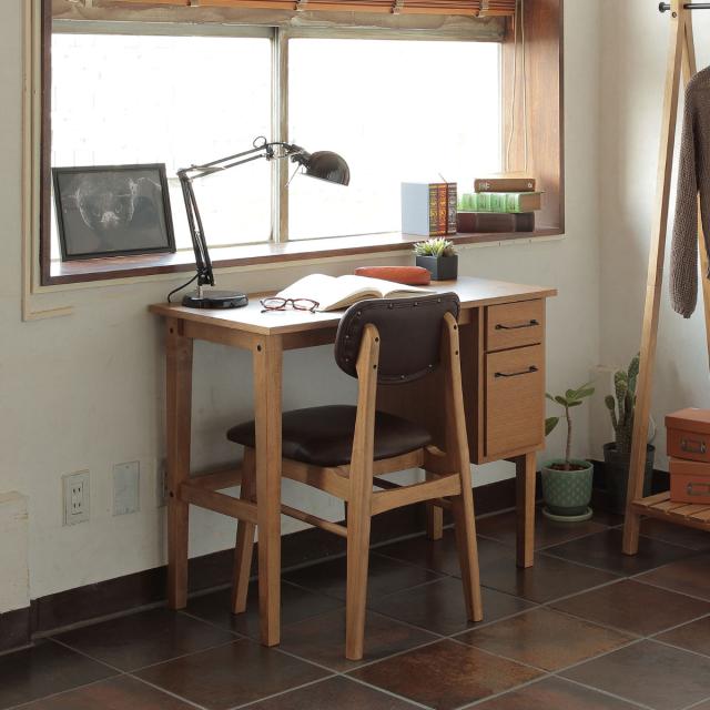 デスク 幅90cm Rasic 木製 （ コンパクトデスク スリム 机 学習机 パソコンデスク 90×45cm 2段 引き出し 収納 シンプル リビング オーク 木目調 おしゃれ ）_3