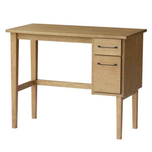 デスク 幅90cm Rasic 木製 （ コンパクトデスク スリム 机 学習机 パソコンデスク 90×45cm 2段 引き出し 収納 シンプル リビング オーク 木目調 おしゃれ ）_7