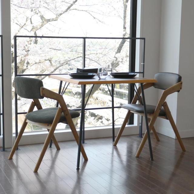 ダイニングチェア 座面高44cm 折りたたみ 肘掛け付き Dining Chair