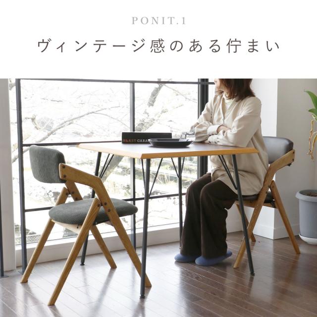 ダイニングチェア 座面高44cm 折りたたみ 肘掛け付き Dining Chair