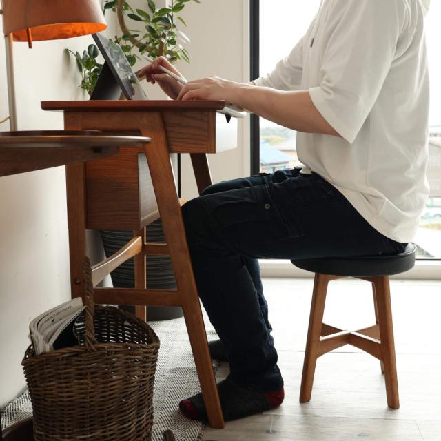 ドレッサー コンパクト デスク スツール付き 幅62cm OAKER （ メイク台 2WAY 机 スツール セット ミラー 鏡 鏡台 収納 化粧台 おしゃれ 木目調 北欧風 ヴィンテージ調 ）_18