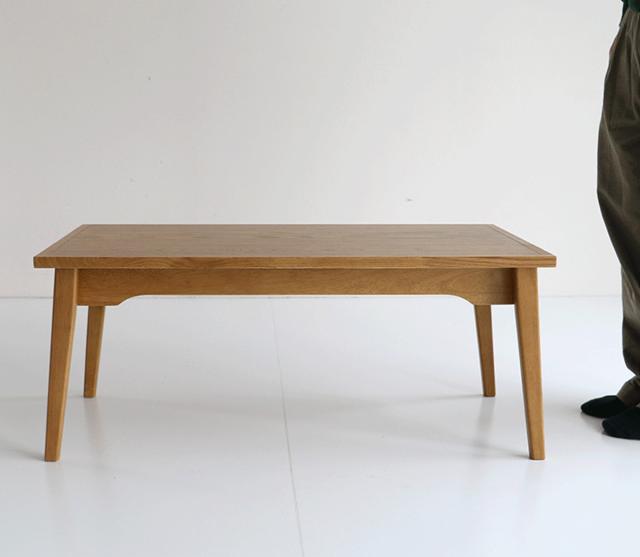 センターテーブル 高さ2段階 37.5cm 55cm ソフトヴィンテージ風 Rasic （ リビングテーブル ローテーブル ハイ テーブル 木製 天然木 長方形 コンパクト 高さ調節 ）_13