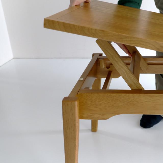 センターテーブル 高さ2段階 37.5cm 55cm ソフトヴィンテージ風 Rasic （ リビングテーブル ローテーブル ハイ テーブル 木製 天然木 長方形 コンパクト 高さ調節 ）_7